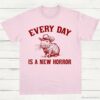 Every Day Is a New Horror Vintage Shirt Retro Cartoon Cabybara T Shirt Weird T Shirt Cowboy Cabybara T Shirt Fun Gift Unisex Shirt Light Pink S 1 1