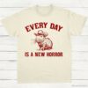 Every Day Is a New Horror Vintage Shirt Retro Cartoon Cabybara T Shirt Weird T Shirt Cowboy Cabybara T Shirt Fun Gift Unisex Shirt Natural S 1 1