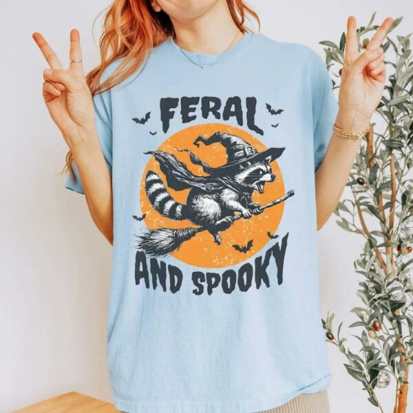 Feral And Spooky Raccoon Halloween T-Shirt
