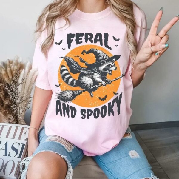 Feral And Spooky Raccoon Halloween T-Shirt