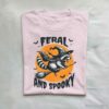 Feral and Spooky Raccoon Halloween T Shirt Light Pink S 1 1
